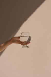 person holding clear wine glass