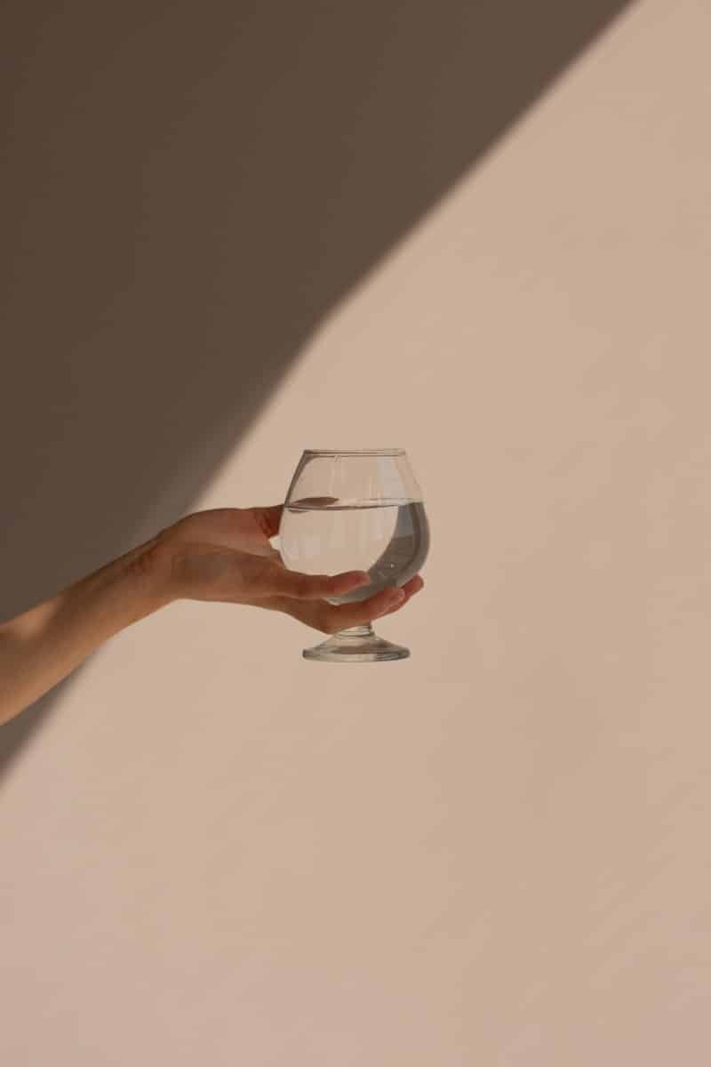 person holding clear wine glass
